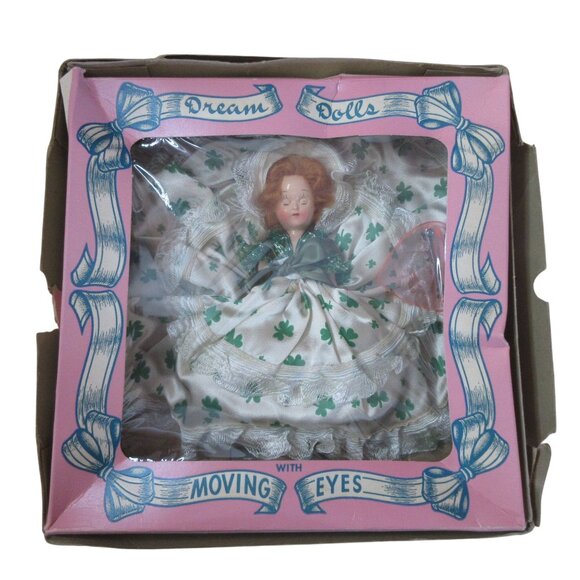 Dream Doll 7.5" Irish Shamrocks Dress Original Window Box 1950s - Picture 1 of 9